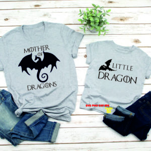 Game Of Thrones mother of dragons and little dragon svg cut file