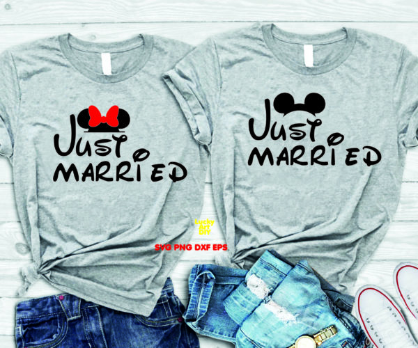 Just Married SVG, Honeymoon Vibes SVG, Disney SVG Wedding, Disney Wife Svg, ,Happy Disney Wife, Hubby, Matching Disney Svg, bride, wife, Mr and Mrs, Broke,  Spoiled, Wedding Gift, Couple Shirt Svg Png Cut Files shirts Silhouette Cameo Cricut
