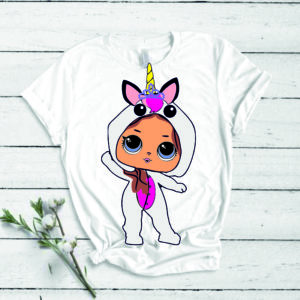 Cute unicorn baby lol doll for girls tshirt print birthday party svg png
